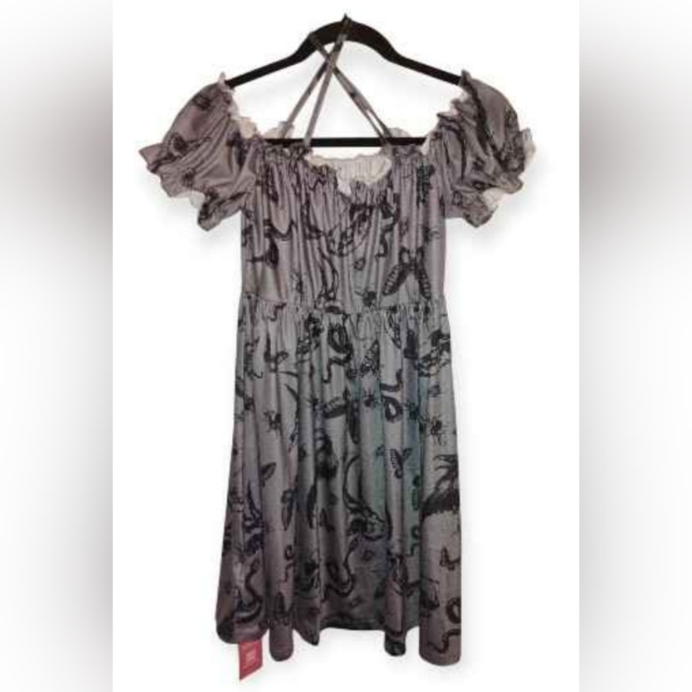 ROMWE. Goth Butterfly Print Cold Shoulder Dress M Size 6
